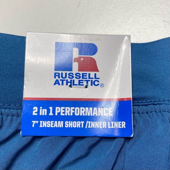 Russell Athletic 2 in 1 Performance 7” Inseam Short Inner Liner Men’s Blue M NWT - Picture 11 of 14